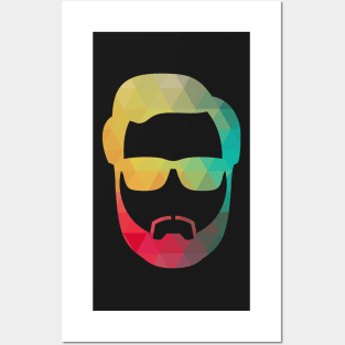 Color pattern silhouette of a male face Posters and Art